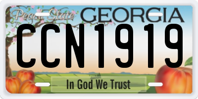 GA license plate CCN1919
