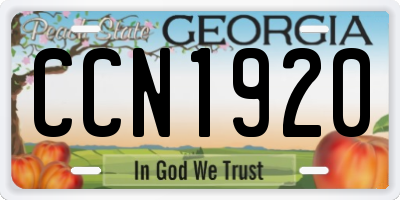 GA license plate CCN1920