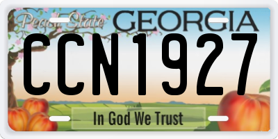 GA license plate CCN1927