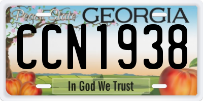 GA license plate CCN1938