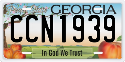 GA license plate CCN1939