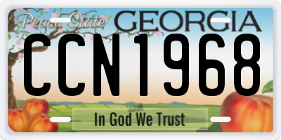 GA license plate CCN1968
