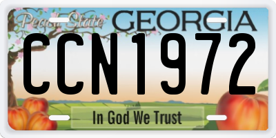GA license plate CCN1972