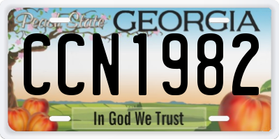 GA license plate CCN1982