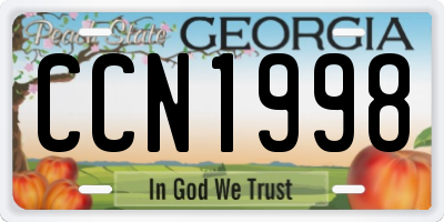 GA license plate CCN1998