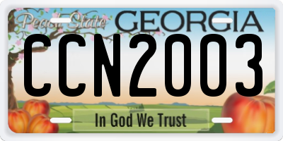 GA license plate CCN2003