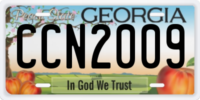 GA license plate CCN2009