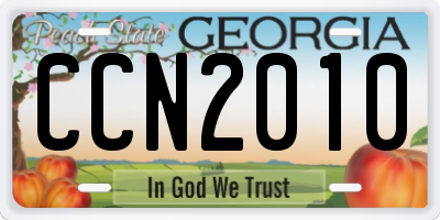 GA license plate CCN2010