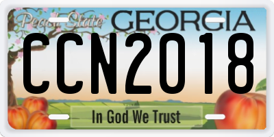 GA license plate CCN2018