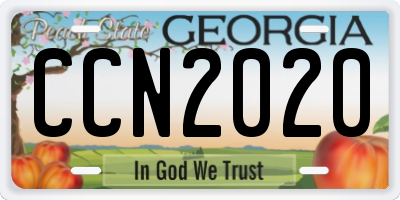 GA license plate CCN2020