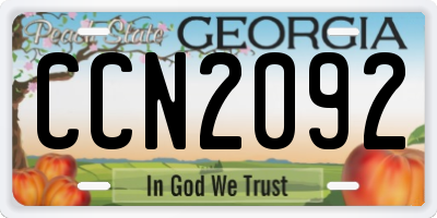 GA license plate CCN2092