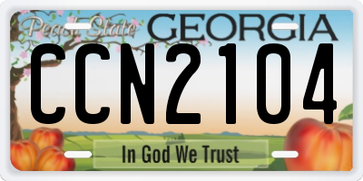GA license plate CCN2104
