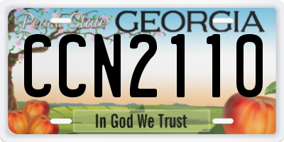 GA license plate CCN2110