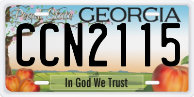 GA license plate CCN2115
