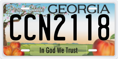 GA license plate CCN2118