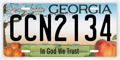 GA license plate CCN2134