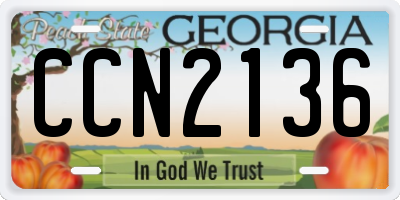GA license plate CCN2136