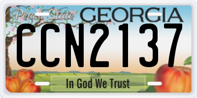 GA license plate CCN2137