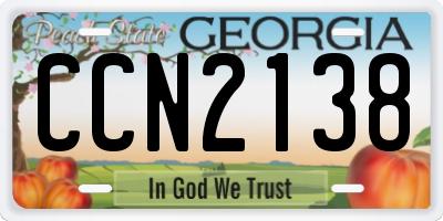 GA license plate CCN2138