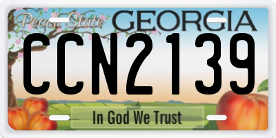 GA license plate CCN2139