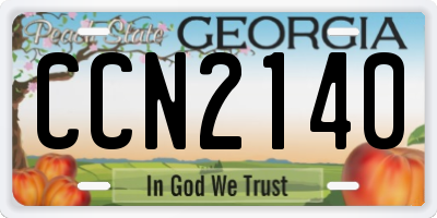 GA license plate CCN2140