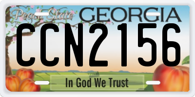 GA license plate CCN2156