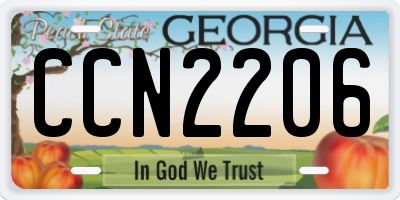 GA license plate CCN2206