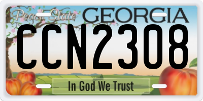 GA license plate CCN2308