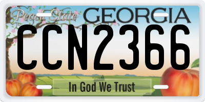 GA license plate CCN2366