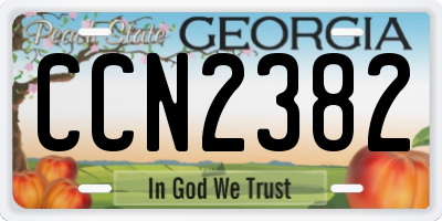 GA license plate CCN2382