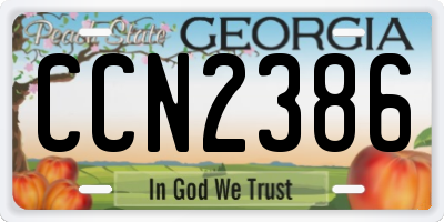 GA license plate CCN2386