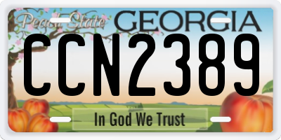 GA license plate CCN2389