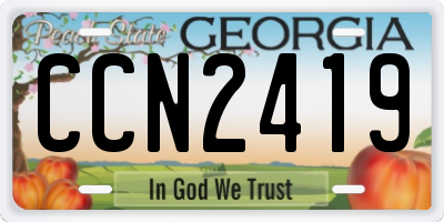 GA license plate CCN2419
