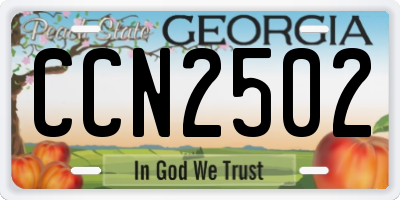 GA license plate CCN2502
