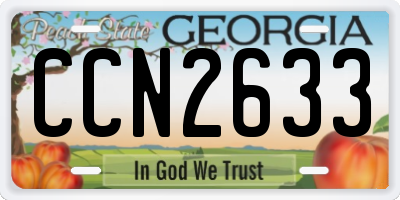 GA license plate CCN2633