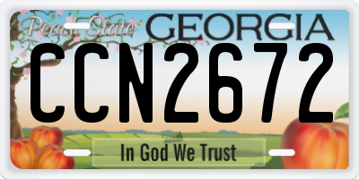 GA license plate CCN2672