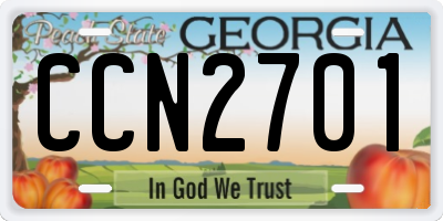 GA license plate CCN2701