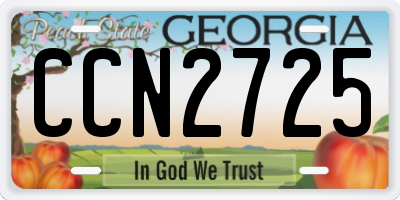GA license plate CCN2725