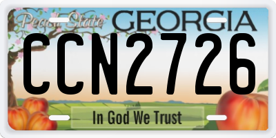 GA license plate CCN2726