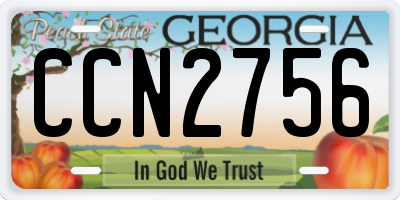 GA license plate CCN2756