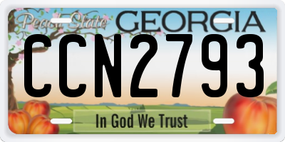 GA license plate CCN2793