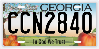 GA license plate CCN2840