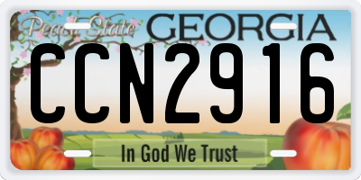 GA license plate CCN2916