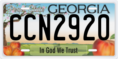 GA license plate CCN2920