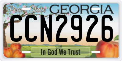 GA license plate CCN2926
