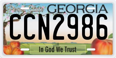GA license plate CCN2986