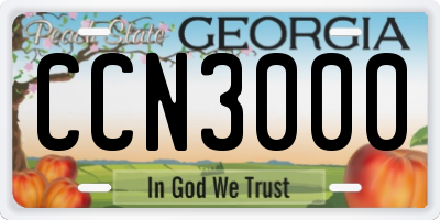GA license plate CCN3000