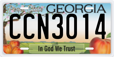 GA license plate CCN3014