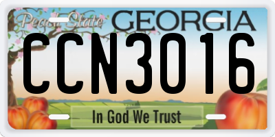 GA license plate CCN3016
