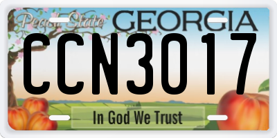 GA license plate CCN3017
